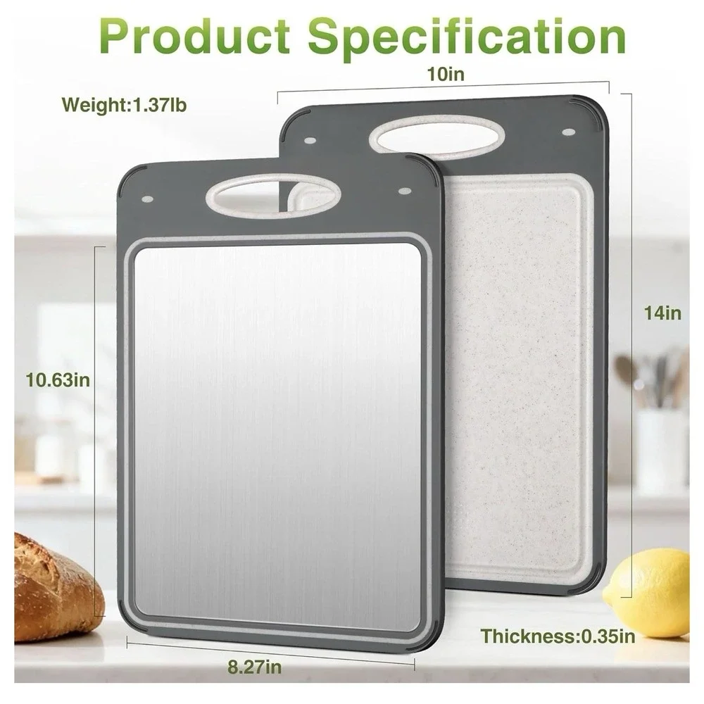 Titanium‎ Cutting Board for Kitchen Non-Toxic Double Side New